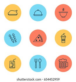 pub Icons Set. Collection Of Eating House, Ale, Lemon Juice And Other Elements. Also Includes Symbols Such As Dining, Soup, Bowl.