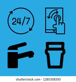 pub icons set with tap, beer and hours vector set
