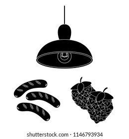 Pub, interior and equipment black icons in set collection for design. Alcohol and food vector symbol stock web illustration.