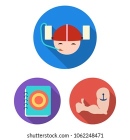 Pub, interior and equipment flat icons in set collection for design. Alcohol and food vector symbol stock web illustration.