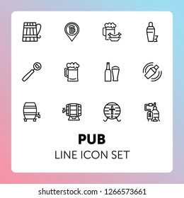 Pub line icon set. Beer, opener, barrel. Alcoholic drinks concept. Can be used for topics like restaurant, bar, brewery, celebration