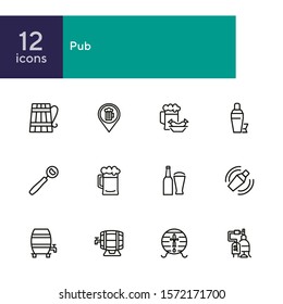 Pub line icon set. Beer, opener, barrel. Alcoholic drinks concept. Can be used for topics like restaurant, bar, brewery, celebration