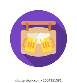 Pub Logo rounded flat color icon, mini illustration for relaxation, party, lifestyle, pubs and bars UI, UX kit, app and web development, digital or print.