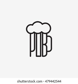 Pub logo template design in outline style. Vector illustration.