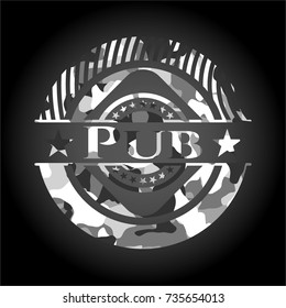 Pub on grey camouflage pattern