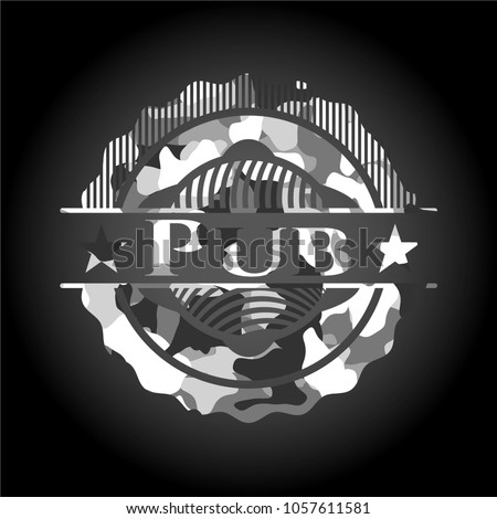 Pub on grey camouflage texture