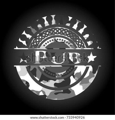 Pub on grey camouflage texture