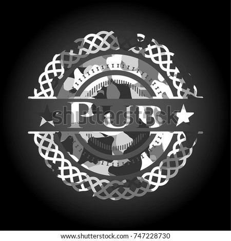 Pub on grey camouflage texture