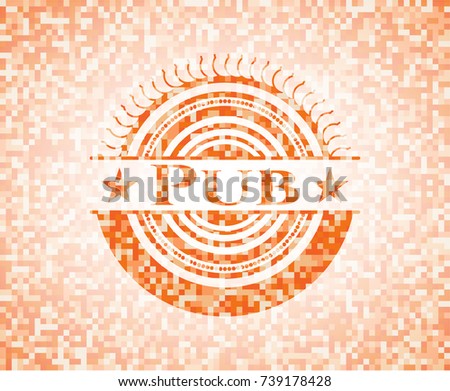 Pub orange mosaic emblem with background