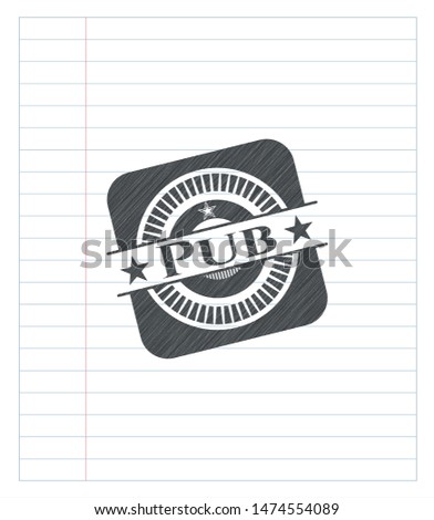 Pub pencil emblem. Vector Illustration. Detailed.