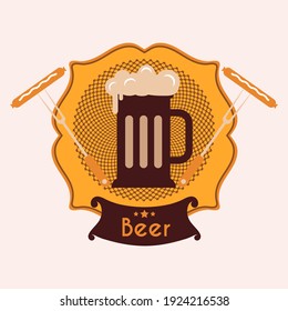 Pub poster, brewery design, beer advertisement banner. Graphic background. Information about beer. Vector illustration. Flat design.