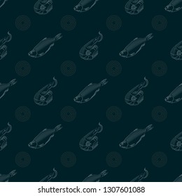 Pub print. seamless pattern with fish and shrimp