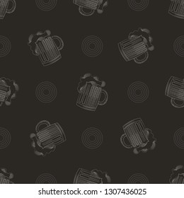 Pub print. seamless pattern with mug of beer