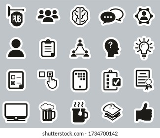 Pub Quiz Or Bar Quiz Icons Black & White Sticker Set Big