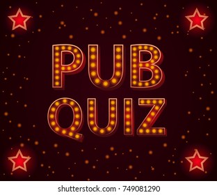 Pub Quiz Lamp Concept. Vector Illustration. Element Template For Design.