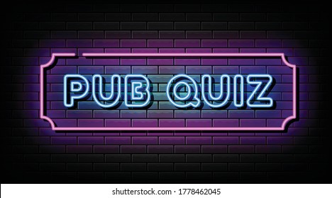 Pub Quiz Neon Sign, Neon Symbol