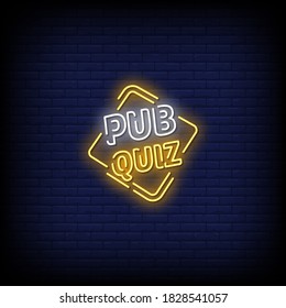Pub Quiz Neon Signs Style Text Vector