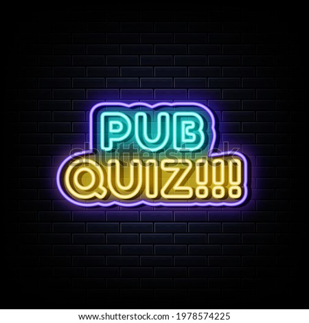 Pub quiz neon signs vector. Design template neon