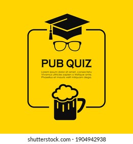 Pub Quiz Poster Design Isolated On Yellow Background, Pub Quiz Web Icon