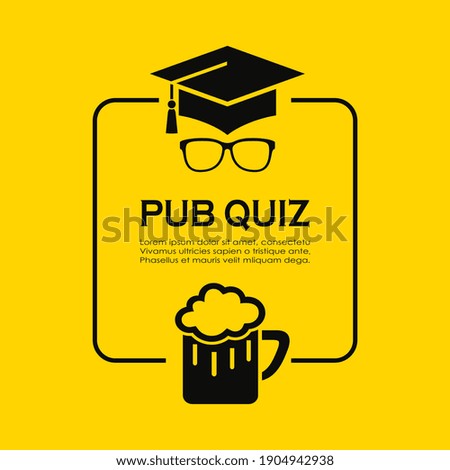 Pub quiz poster design isolated on yellow background, pub quiz web icon