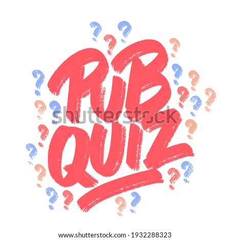 Pub quiz. Vector handwritten sign.