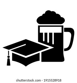 Pub quiz vector icon on white background, student's bachelor party emblem