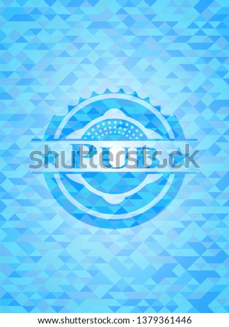 Pub realistic sky blue emblem. Mosaic background