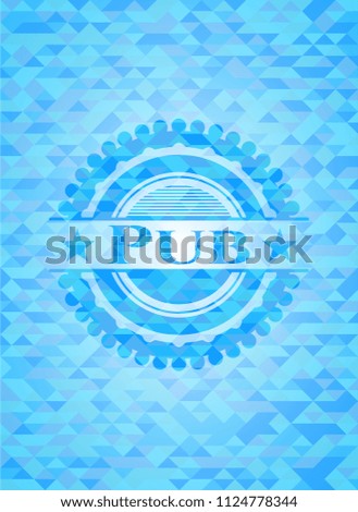 Pub realistic sky blue mosaic emblem