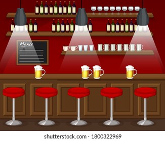Pub and restaurant background scene illustration