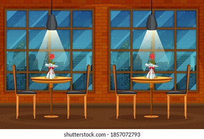 Pub and restaurant background scene illustration