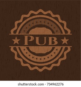 Pub retro style wooden emblem