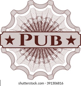 Pub rosette or money style emblem