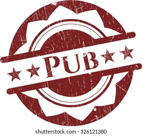 Sello de textura grunge de goma de pub