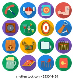 Pub set icons in flat style. Big collection of pub vector symbol stock illustration