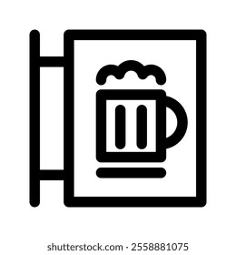 Pub sign board icon isolated on white background, beverage, drink, vector illustration