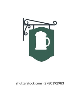 Pub sign featuring beer mug icon perfect for tavern bar or restaurant branding and advertisements