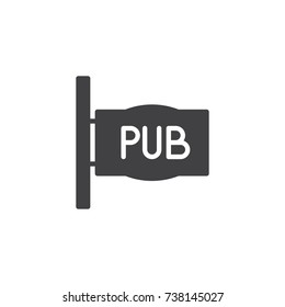 Pub sign icon vector, filled flat sign, solid pictogram isolated on white. Symbol, logo illustration.