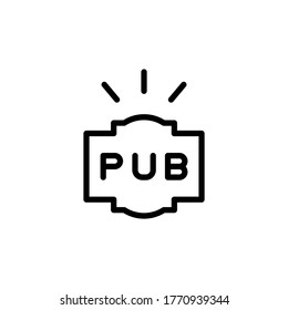 Pub-Zeichen, Label-Symbol. Einfache Linie, Umrisslinien, Vektorelemente internationaler Biertagssymbole für i und ux, Website oder mobile Anwendungen