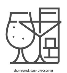Pub, square line vector icon