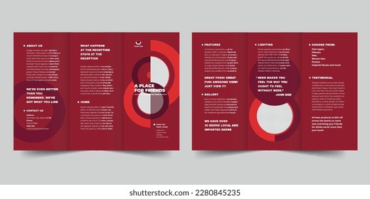 Pub trifold brochure template. A clean, modern, and high-quality design tri fold brochure vector design. Editable and customize template brochure