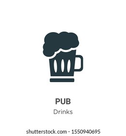 Pub vector icon on white background. Flat vector pub icon symbol sign from modern drinks collection for mobile concept and web apps design.