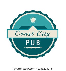 Pub vector logo . Pub emblem. Wave design element. Label design element