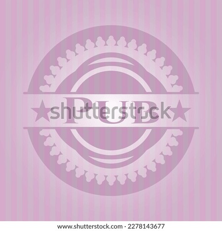 Pub vintage pink emblem. Vector Illustration. 