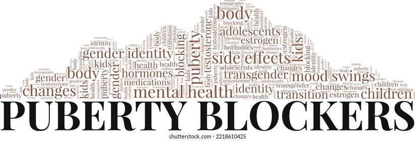 Puberty Blockers word cloud conceptual design isolated on white background.