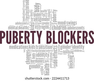 Puberty Blockers word cloud conceptual design isolated on white background.