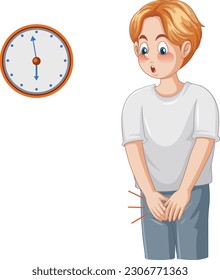 Puberty Boy Adjusting to Morning Physical Changes illustration