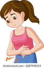 Puberty Girl Having Stomach Cramps illustration