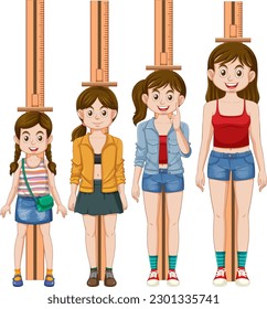 Puberty Girl Measuring Height illustration