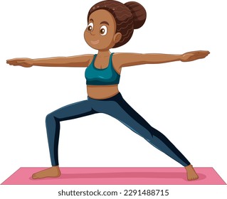 Puberty girl practicing yoga vector illustration