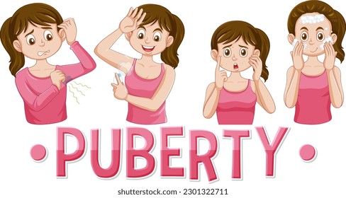 Puberty Girls Cartoon Character illustration